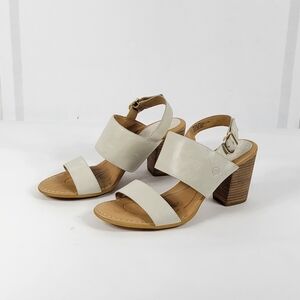 Born Cream Block Heel Sandals #818 Size 10